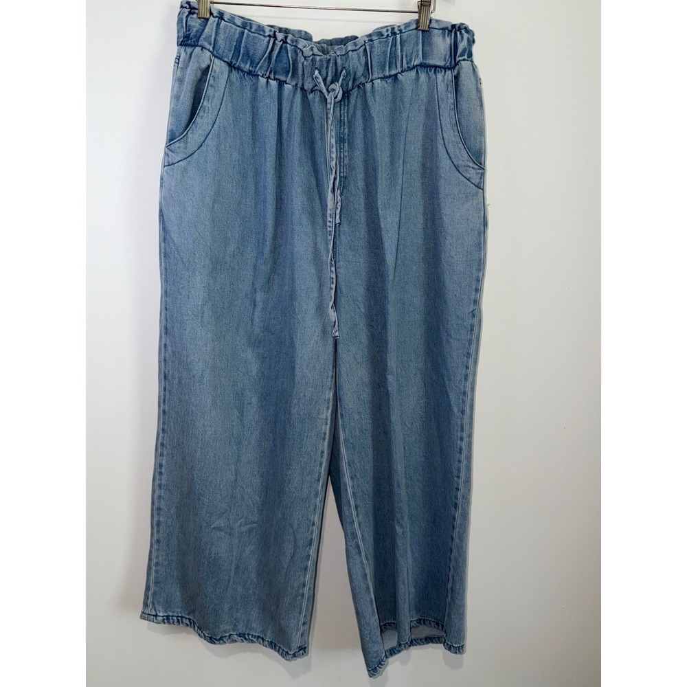 Velvet Heart Denim Wide Leg Paperbag Waist Pants Light Wash Plus Size 1X